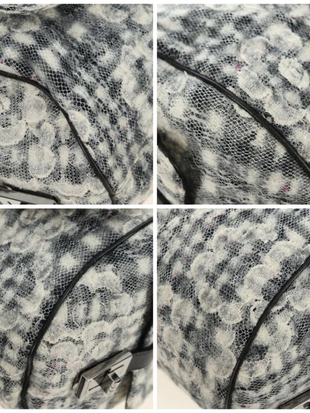 CHANEL Camelia 2.55 Chain Shoulder Bag Wool Tweed White Black CC Auth 181935SM - Picture 16 of 16